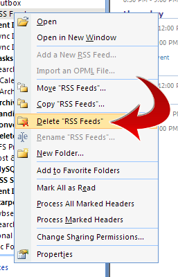 Delete RSS Feeds folder