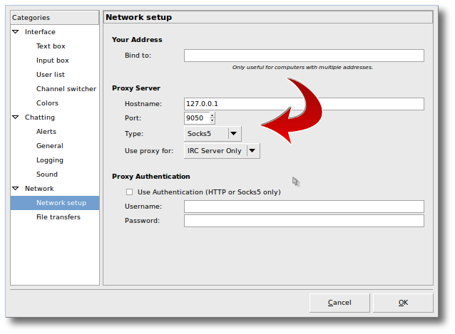 XChat Proxy Setup