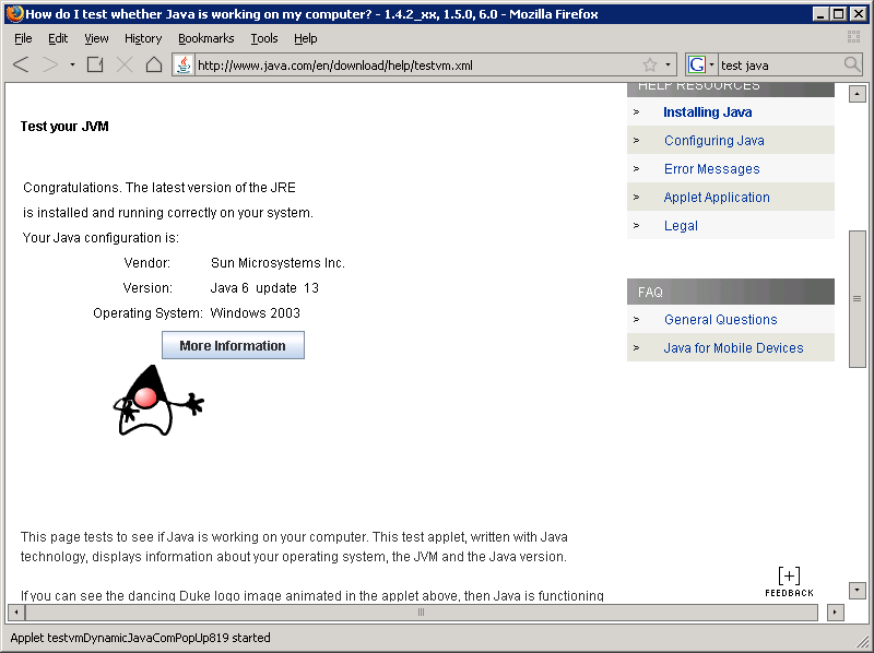Java Control Panel