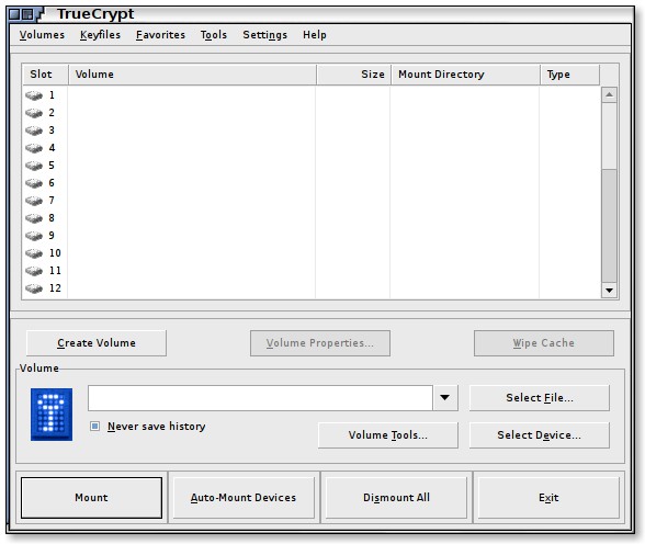 TrueCrypt 5.0a GUI on Linux