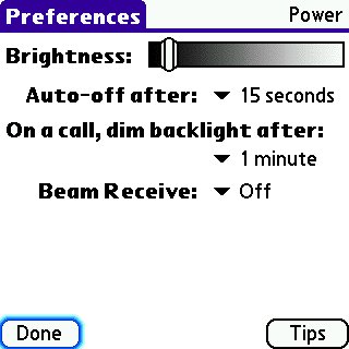 Palm Power Settings