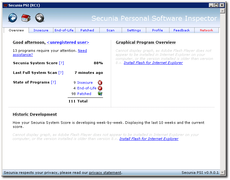 Secunia PSI (before)