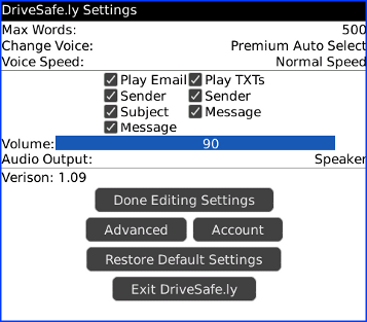 DriveSafe.ly Basic Settings