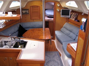 Quarters inside a sailboat