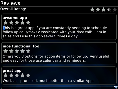 BlackBerry App World reviews working