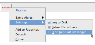 XChat hide join/part messages