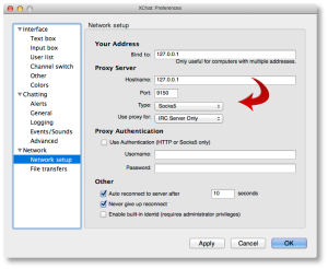 XChat Azure Vidalia Proxy Configuration