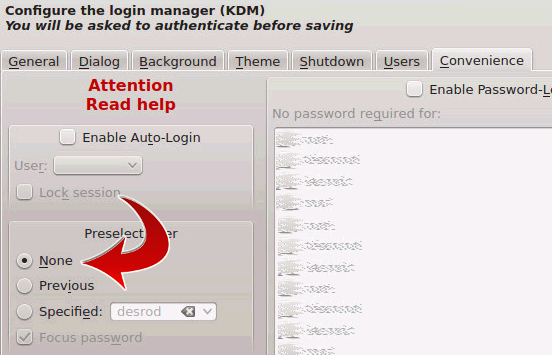 Disable the user list in KDM