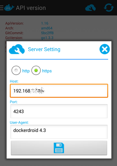 DockerDroid connecting to CentOS via API