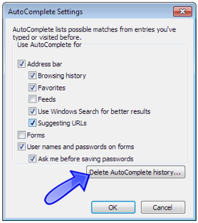 MSIE Delete AutoComplete History...