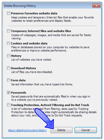 MSIE Delete Saved Passwords