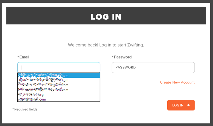Zwift with Saved Passwords